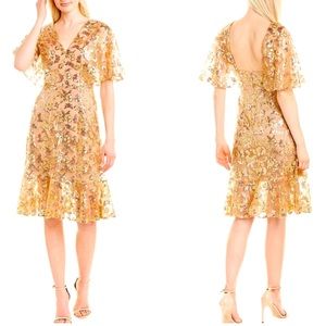 Dress the population ‘Roseanna’ dress - Gold/Nude